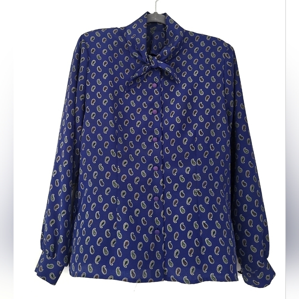 Vintage Blue Paisley Button Down Shirt